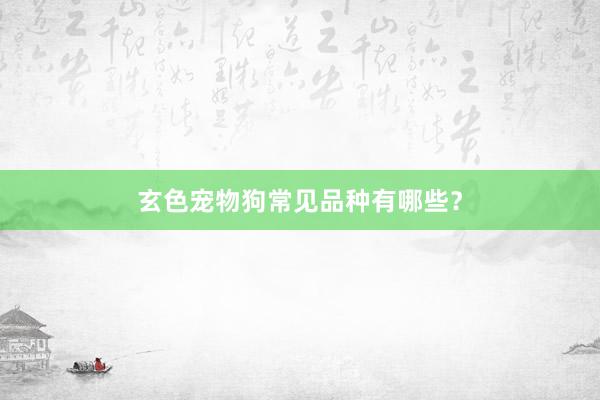玄色宠物狗常见品种有哪些？